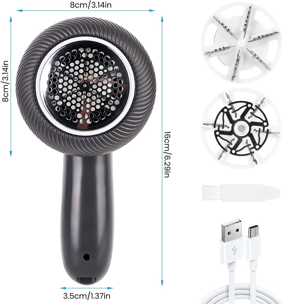 Electric Lint Remover & Fabric Shaver - Rechargeable, USB-C, LED Display for Clothes and Furniture