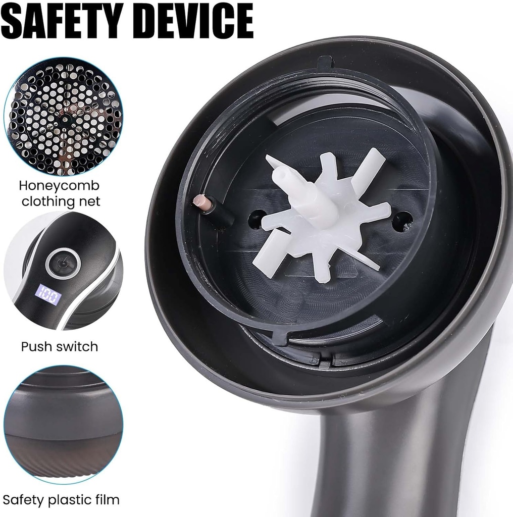 Electric Lint Remover & Fabric Shaver - Rechargeable, USB-C, LED Display for Clothes and Furniture