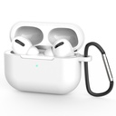 Silicone protective case for Apple AirPods Pro with metal hook (white)