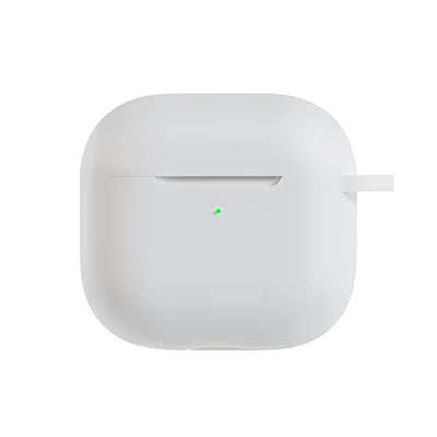 Silicone protective case for Apple AirPods 3 with metal hook (white)