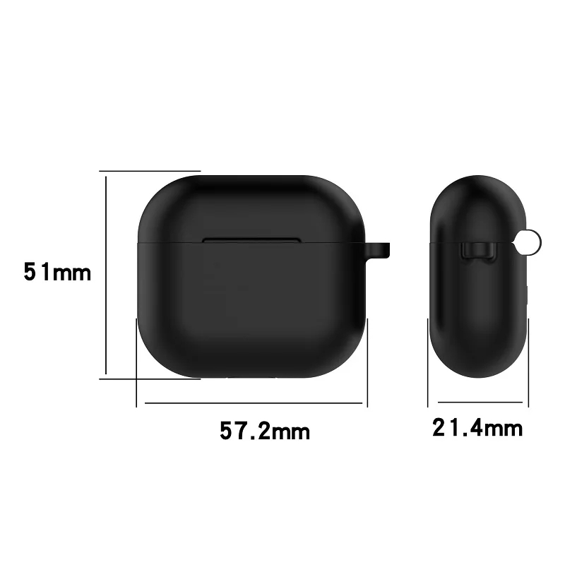  Skyddsfodral i silikon för Apple AirPods 3 med metallkrok (svart)