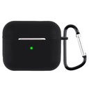 Silicone protective case for Apple AirPods 3 with metal hook (black)