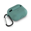 Skyddsfodral i silikon för Apple AirPods 3 med metallkrok (grön)