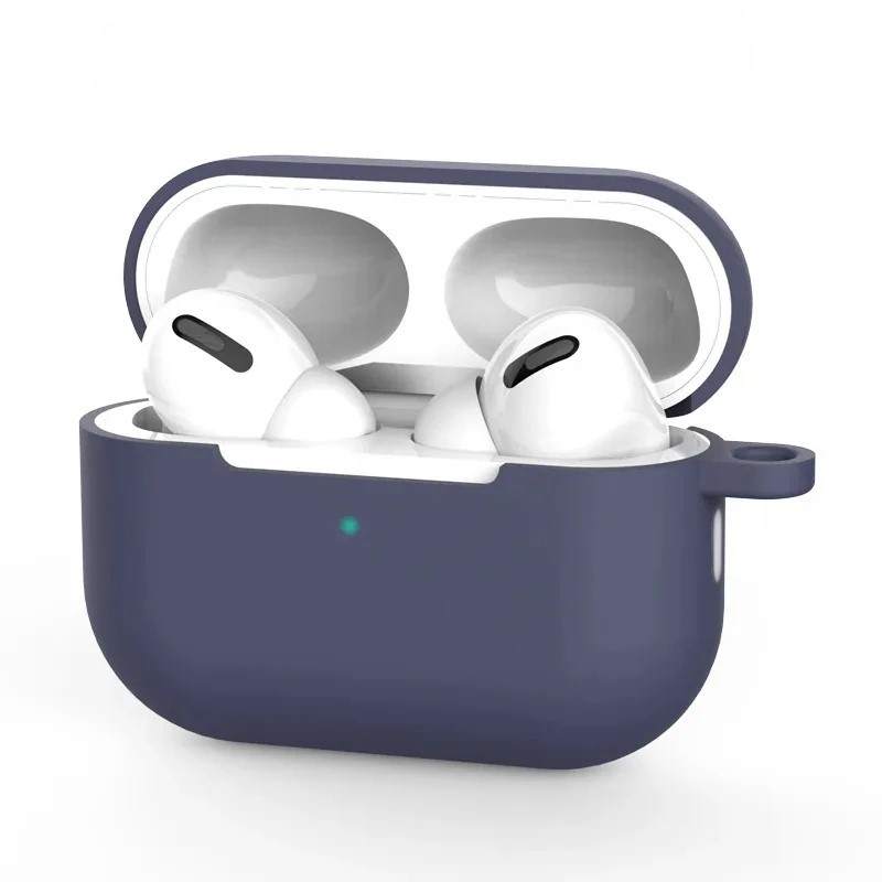 Silicone protective case for Apple AirPods Pro with metal hook (dark blue)