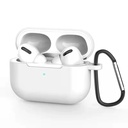 Silicone protective case for Apple AirPods Pro 2 with metal hook (white)