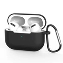 Silicone protective case for Apple AirPods Pro 2 with metal hook (black)