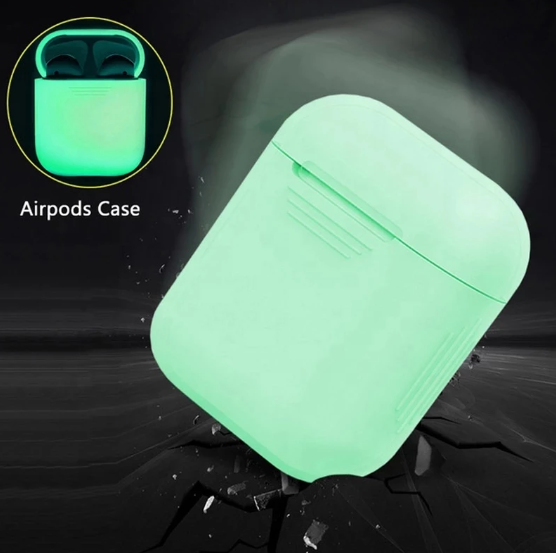 Silicone protective case for Apple AirPods 1-2 (Glow-in-the-dark green)