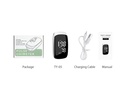 Rechargeable clinical pulse oximeter, oxygen saturation monitor (black)