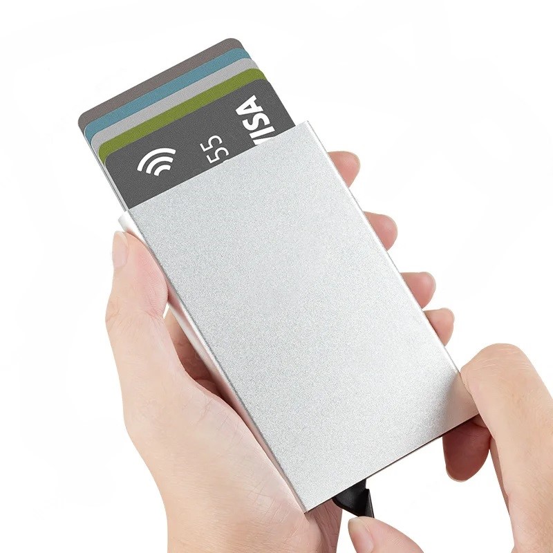 RFID-skydd aluminiumkorthållare (silver)