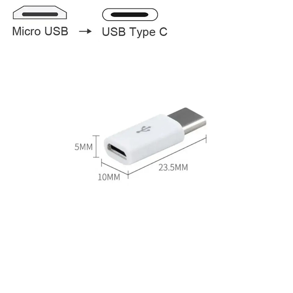 Micro-USB Female to USB-C Male Adapter (white)