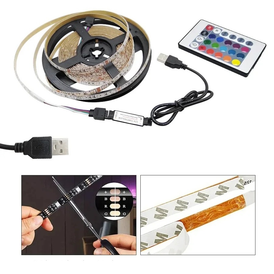 RGB LED strip with remote control and Bluetooth mobile control (3m, type A)