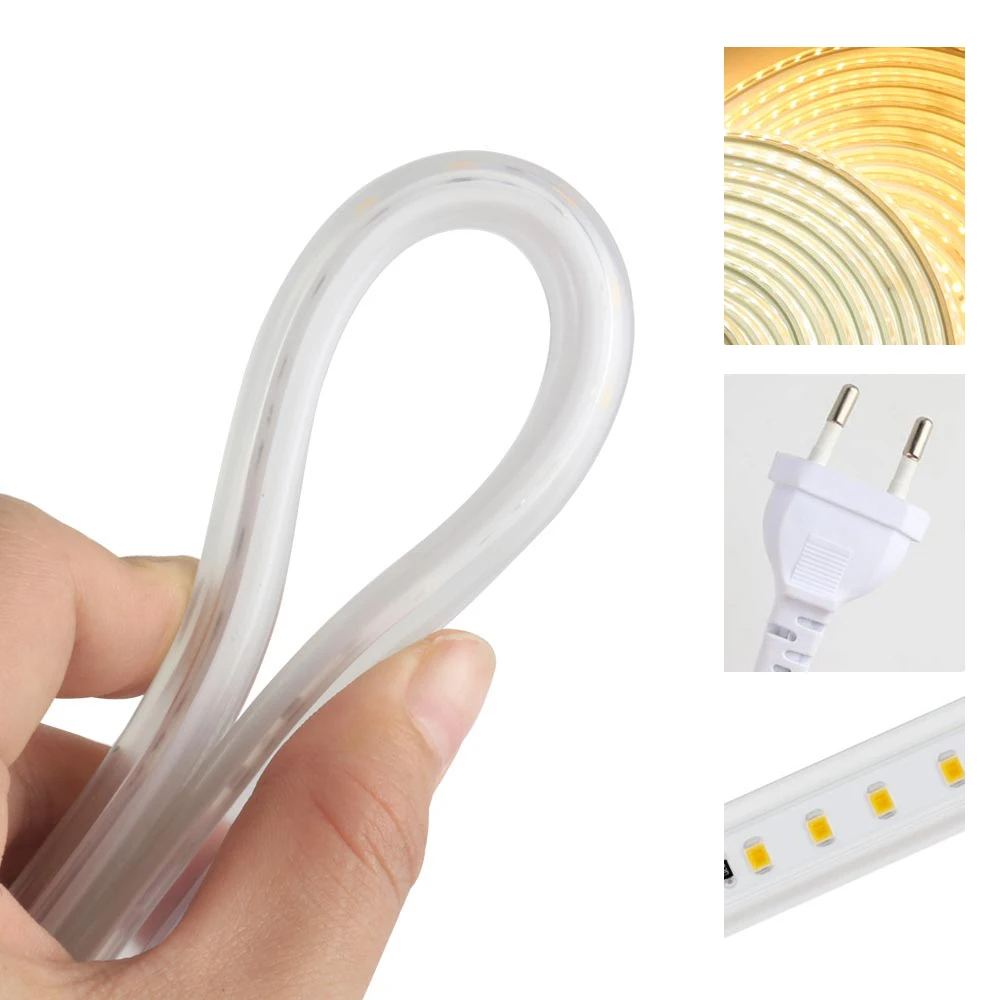 LED Strip with AC 220V, Natural White 4000K-4500K, 2835 SMD, 120 LED/M, IP67 (3m)