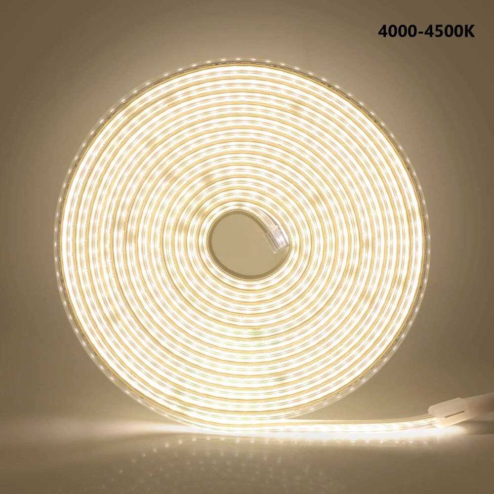 LED Strip with AC 220V, Natural White 4000K-4500K, 2835 SMD, 120 LED/M, IP67 (3m)