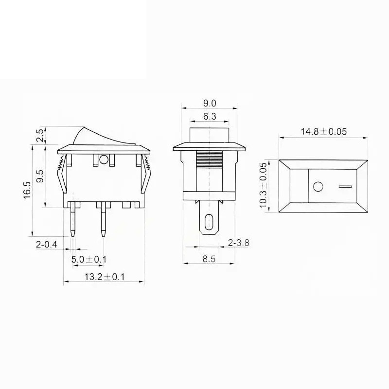 KCD1 Rocker Switch 2-Pin (21x15mm) ON/OFF SPST 10A 125V 6A 250V