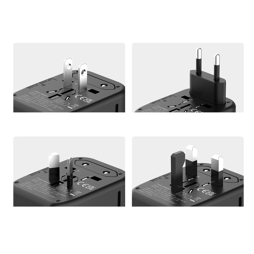 Universal Multi Standard Fast Charging Travel Adapter - Black