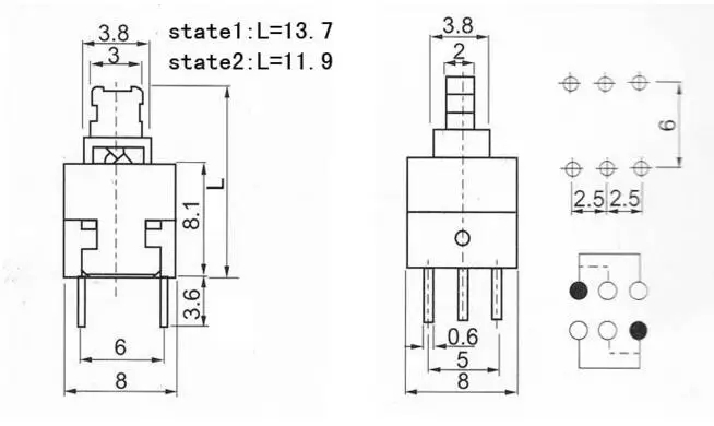 KCD1 Rocker Switch 2-Pin (21x15mm) ON/OFF SPST 10A 125V 6A 250V