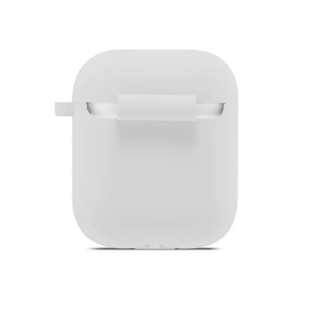  Skyddsfodral i silikon för Apple AirPods 1-2 med metallkrok (vit)