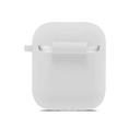 Skyddsfodral i silikon för Apple AirPods 1-2 med metallkrok (vit)