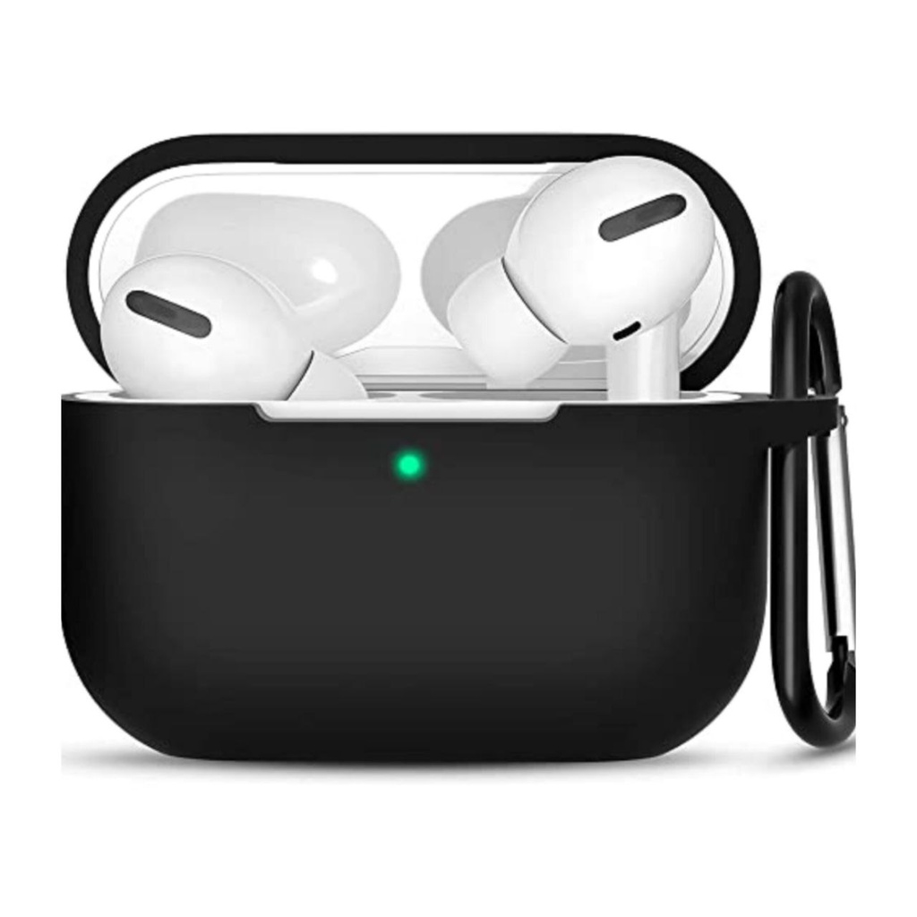 Skyddfodral i silikon för Apple AirPods Pro 2 med metallkrok (svart )