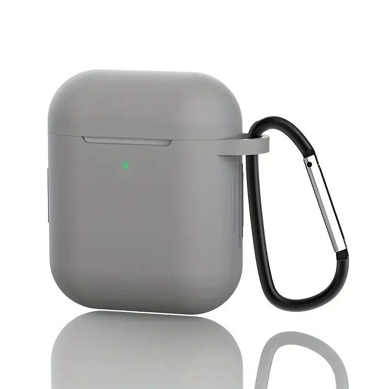 Skyddsfodral i silikon för Apple AirPods 1-2 med metallkrok(grå)