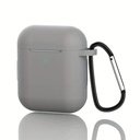 Skyddsfodral i silikon för Apple AirPods 1-2 med metallkrok(grå)