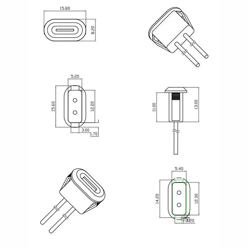 USB Type-C-kontakt hona med kortspänne 3A högströmssnabbladdningsuttag USB-C-laddningspluggkontakt