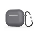 Silikonebeskyttelsesskal til Apple AirPods 3 med metalhængsel (grå)