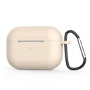Silikonebeskyttelsesetui til Apple AirPods Pro med metalkrog (creme)