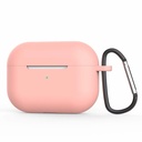 Silikonebeskyttelsesetui til Apple AirPods Pro med metalkrog (lyserød)