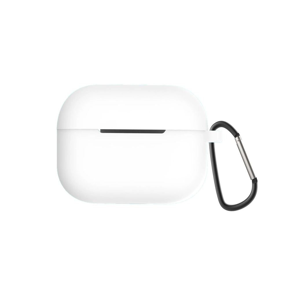 Silicone protective case for Apple AirPods Pro 2 with metal hook (white)