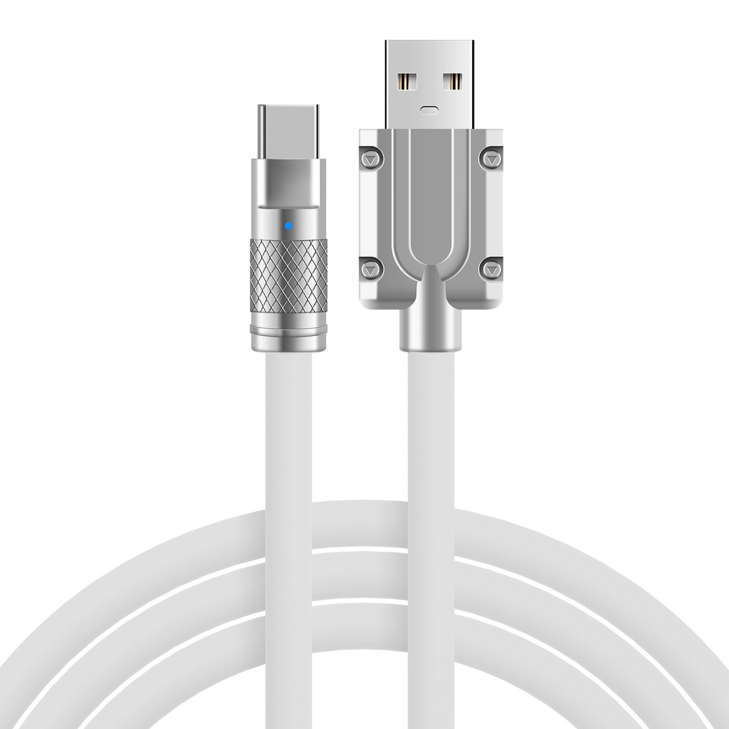 Flydende Silikone USB-A til C Hurtigopladningskabel - 1M (Hvid)