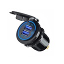 Dobbelt USB QC 3.0 opladerstik, 12V/24V, 36W, vandafvisende med tænd/sluk-knap