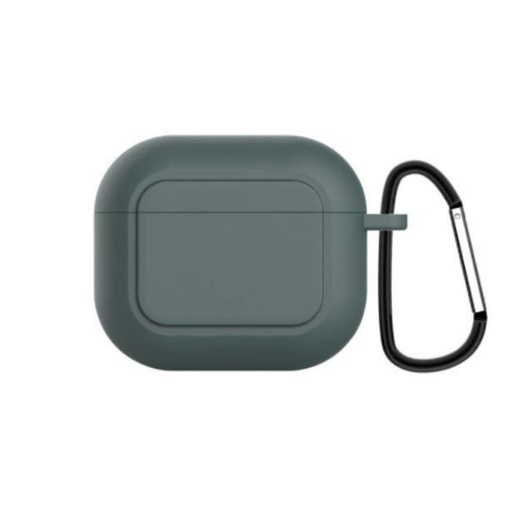 Siliconebeskyttelsesetui til Apple AirPods 3 med metalhake (grøn)