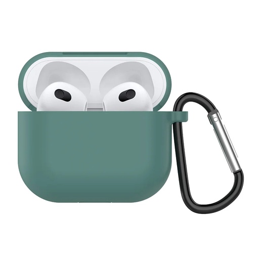 Silikonisuojakuori Apple AirPods 3:lle metallikoukulla (vihreä)