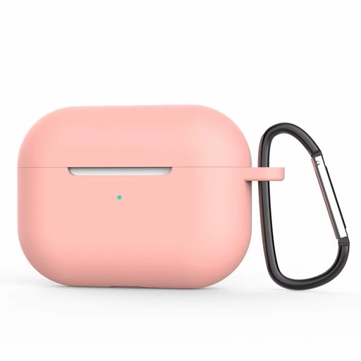 Silicone Protective Case for Apple AirPods Pro with Metal Hook (Pink)