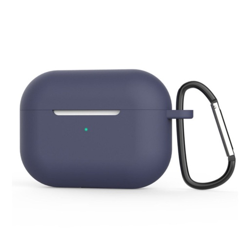 Silikonebeskyttelsesetui til Apple AirPods Pro 2 med metalkrog (mørkeblå)