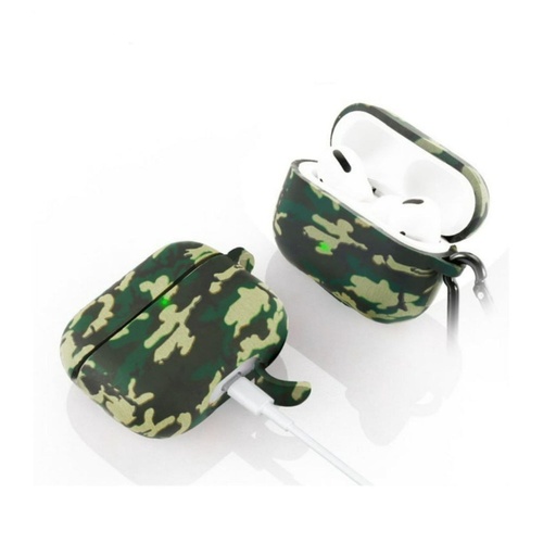 Silicone protective case for Apple AirPods 3 with metal hook (Army Green)
