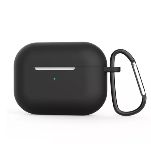 Silikonebeskyttelsesetui til Apple AirPods Pro 2 med metalkrog (sort)