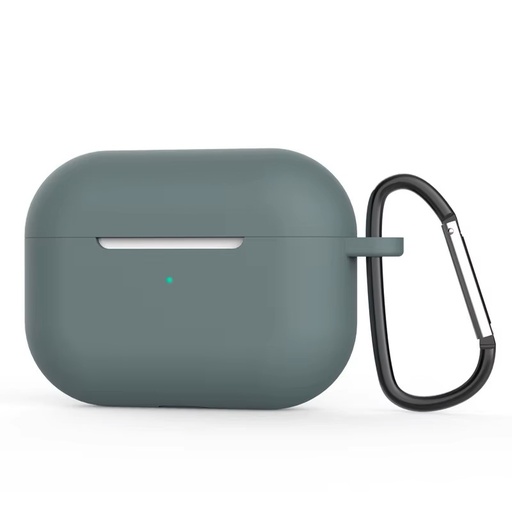 Silikonebeskyttelsesetui til Apple AirPods Pro med metalkrog (grøn)