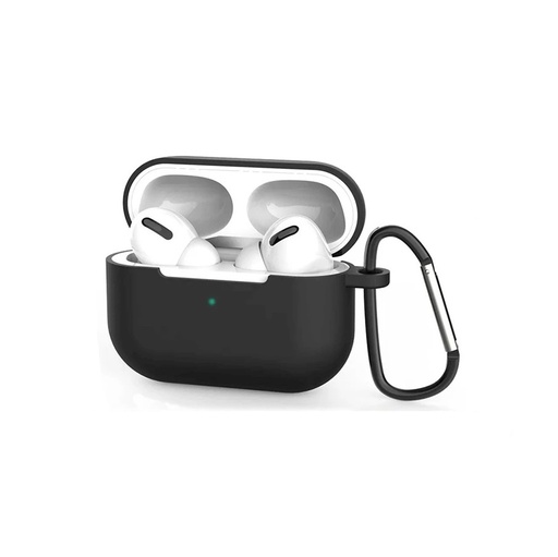 Beskyttelsesetui i silikone til Apple AirPods Pro med metalkrog (sort)