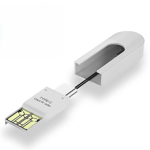 OTG Micro SD/TF till USB 3.0 Type-A hane och USB Type-C hane adapter (vit)