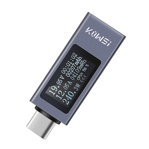 5A-12A Multifunktionell Type-C USB Spännings- och Strömmätare, Effektmätare och Mobiltelefonladdningstester (4-30V, 0-360W)