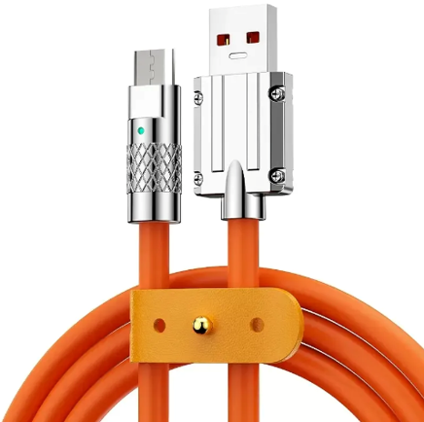 Flydende Silikone USB-A til C Hurtigopladningskabel - 1M (Orange)