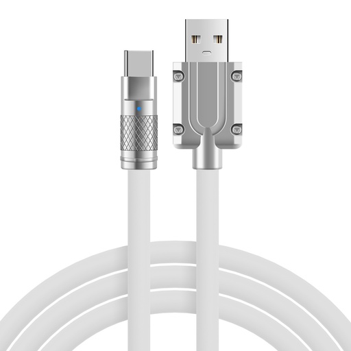 Flydende Silikone USB-A til C Hurtigopladningskabel - 1M (Hvid)