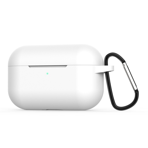 Silicone protective case for Apple AirPods Pro with metal hook (white)