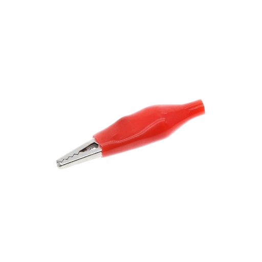 Red Alligator Test Clip – 28 mm (Crocodile Style, Metal with Plastic Boot)