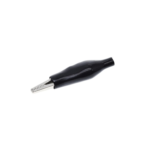 Schwarze Krokodilklemme – 28 mm (Metall mit Kunststoffschutz)