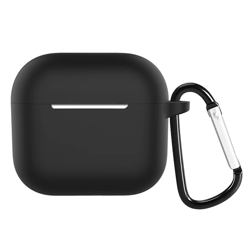 Silicone protective case for Apple AirPods 3 with metal hook (black)