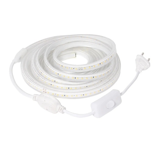LED-strip med AC 220V, naturlig hvid 4000K-4500K, 2835 SMD, 120 LED/M, IP67 (3m)